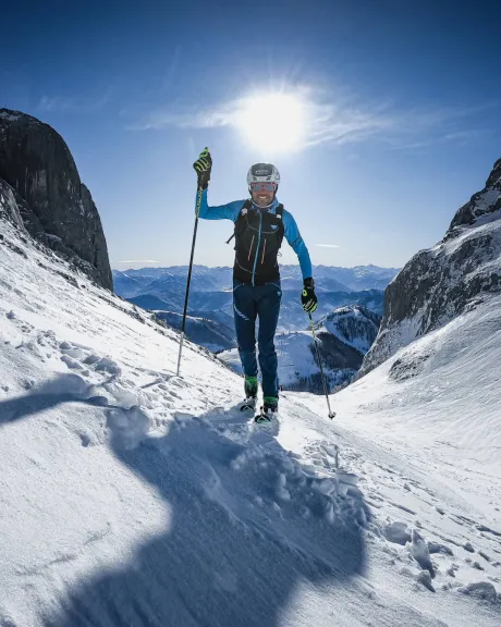 Jakob Herrmann beim Skibergsteigen