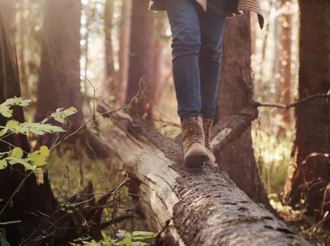 Frau spaziert durch den Wald