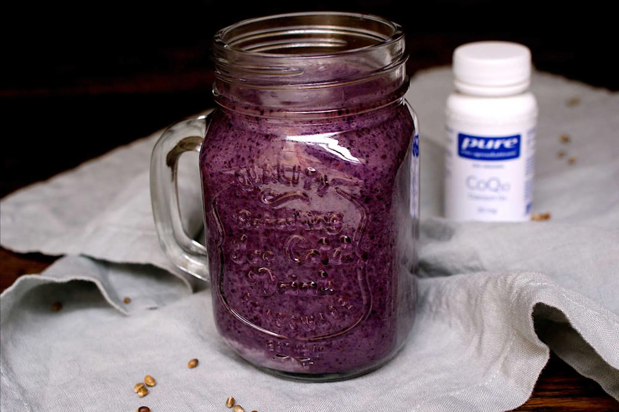 Smoothie in einem Glas und CoQ10 von Pure Encapsulations