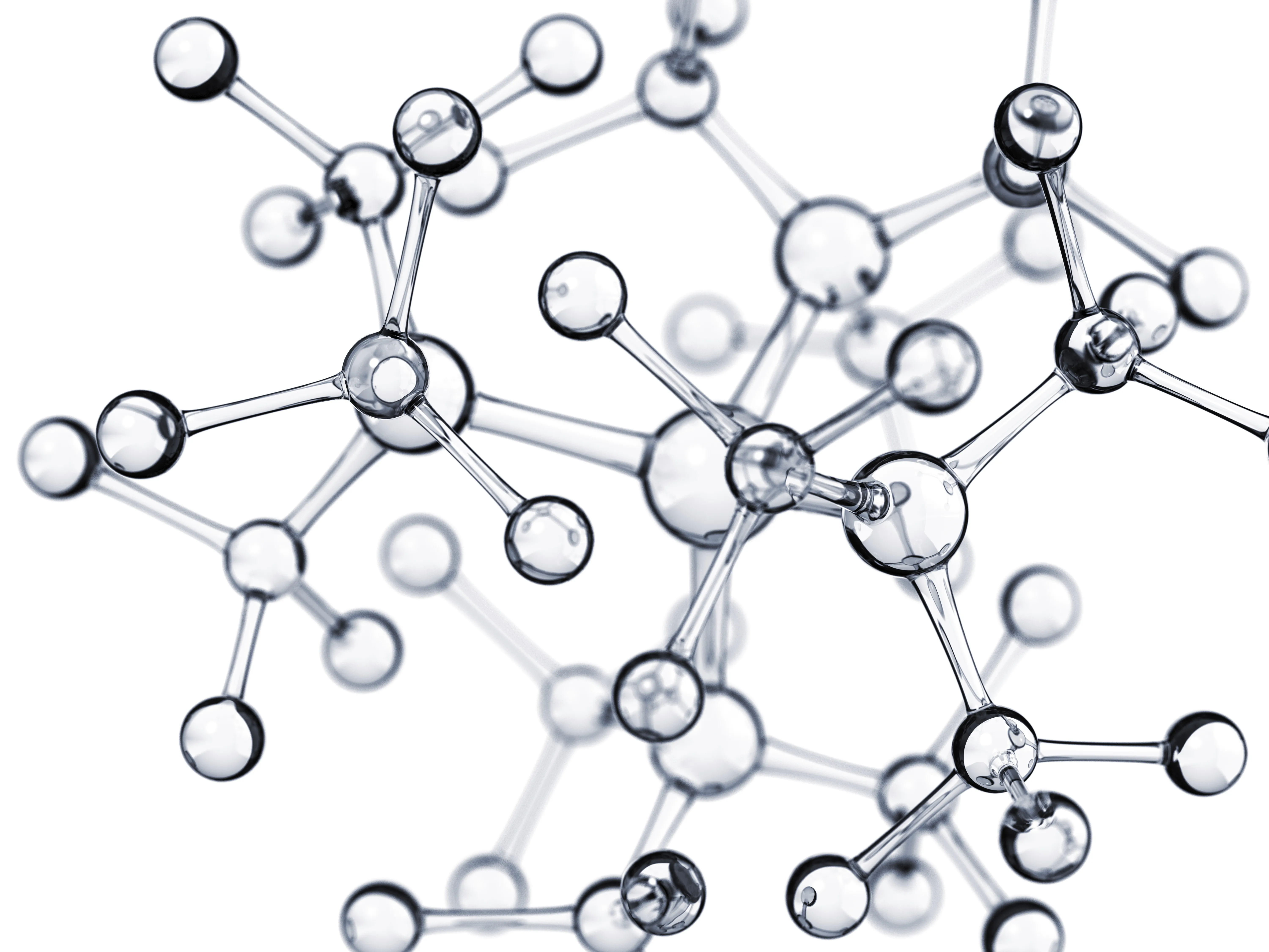Moleküle Glas transparent Atome grau weiß Steckbrief Freisteller Steckbrief-Grafik