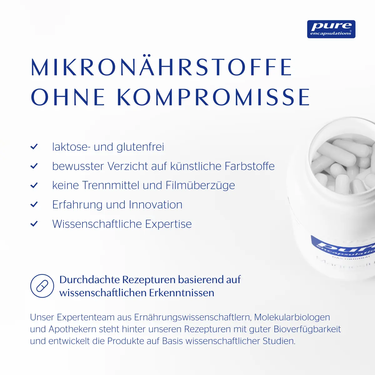 Auflistung der Vorteile von Pure Produkten